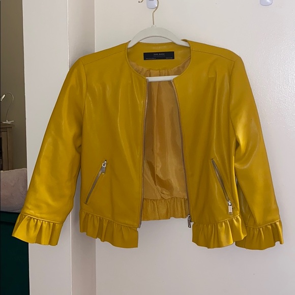 Zara Mustard Ruffle Jacket - Picture 2 of 3